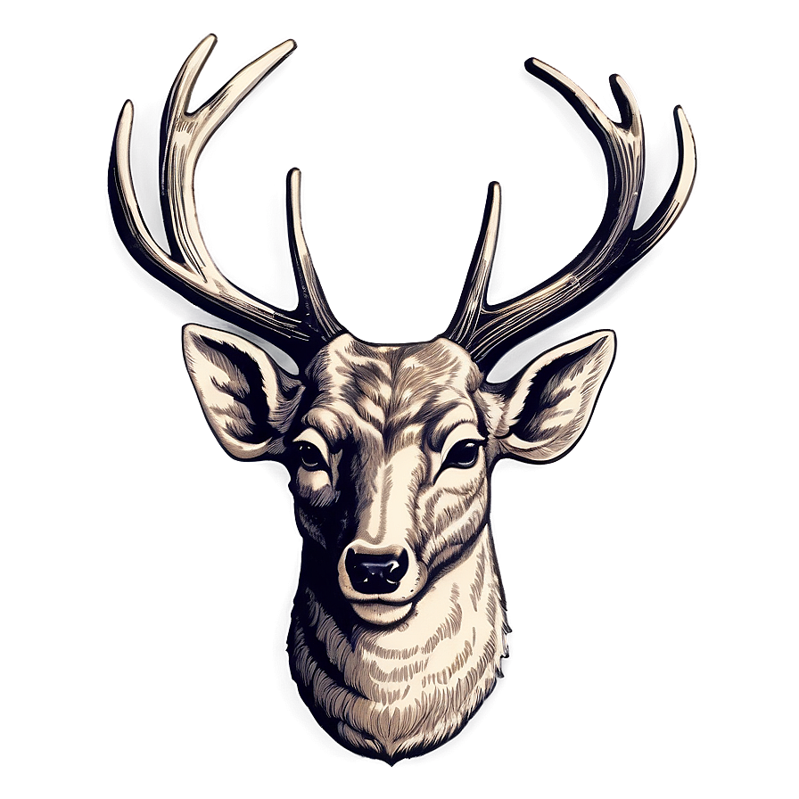 Vintage Deer Head Engraving Png Ydw PNG Image