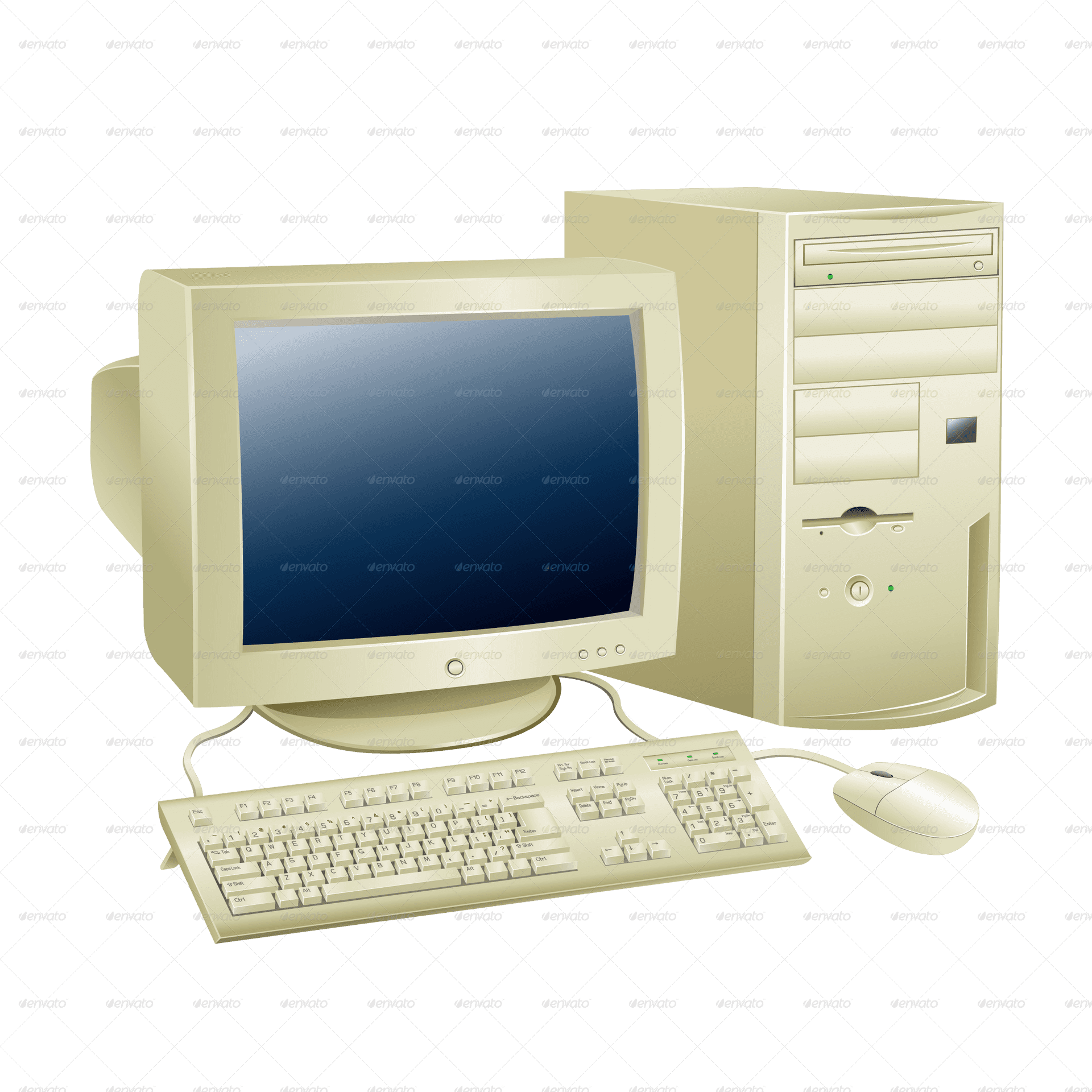 Vintage Desktop Computer Setup PNG Image