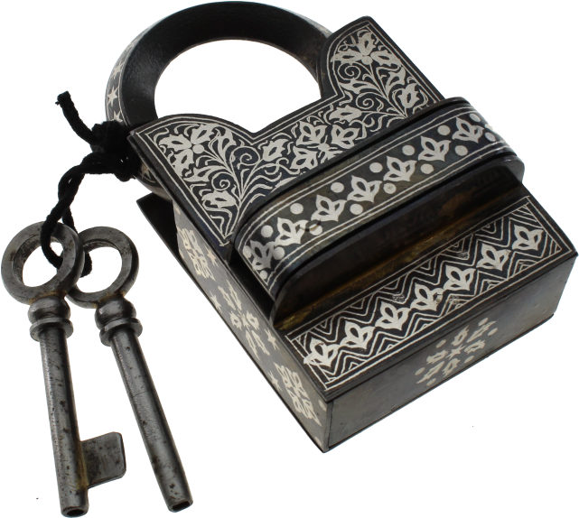 Vintage Engraved Padlockwith Keys PNG Image