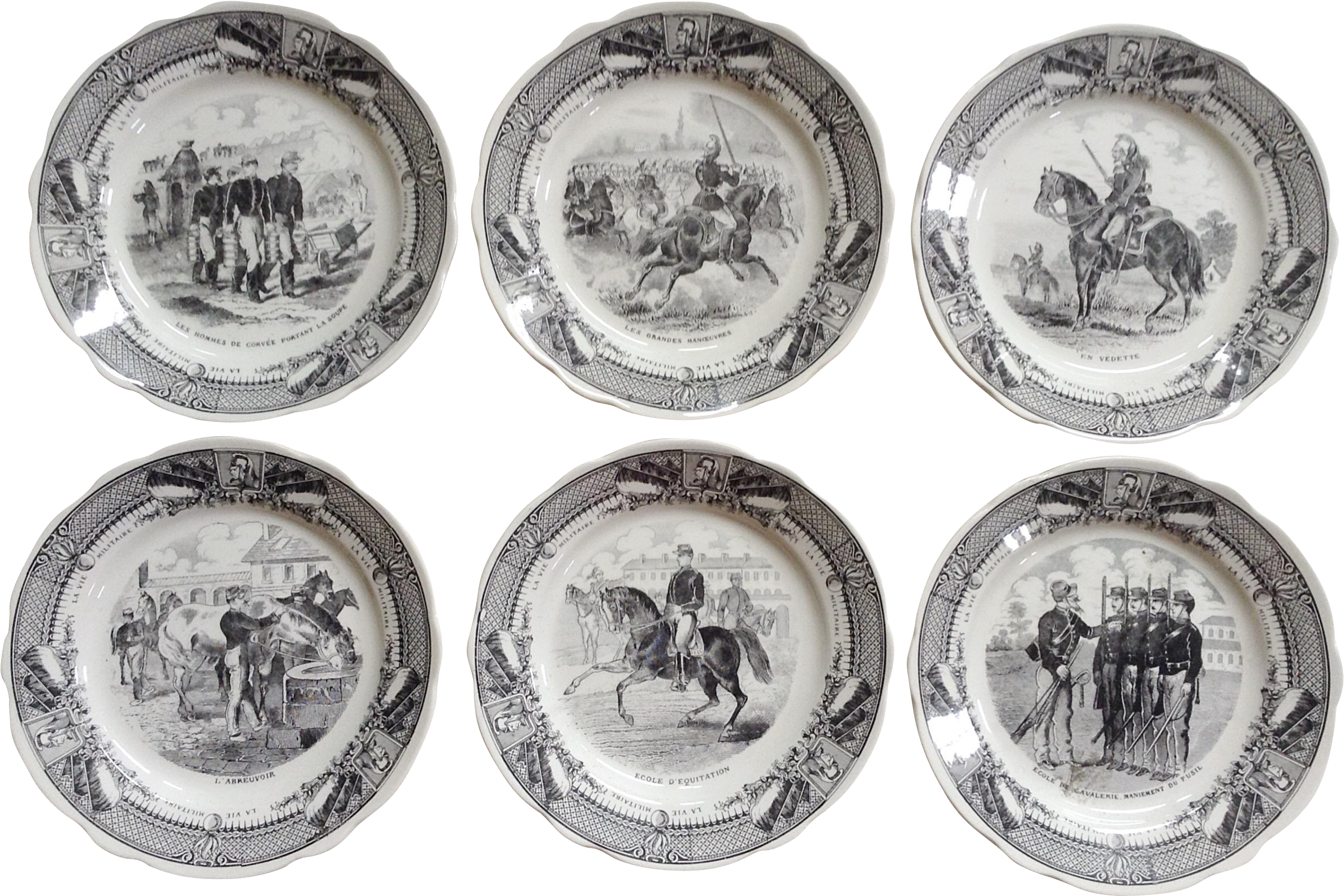 Vintage Equestrian Plates Collection PNG Image