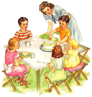 Vintage Family Birthday Celebration PNG Image