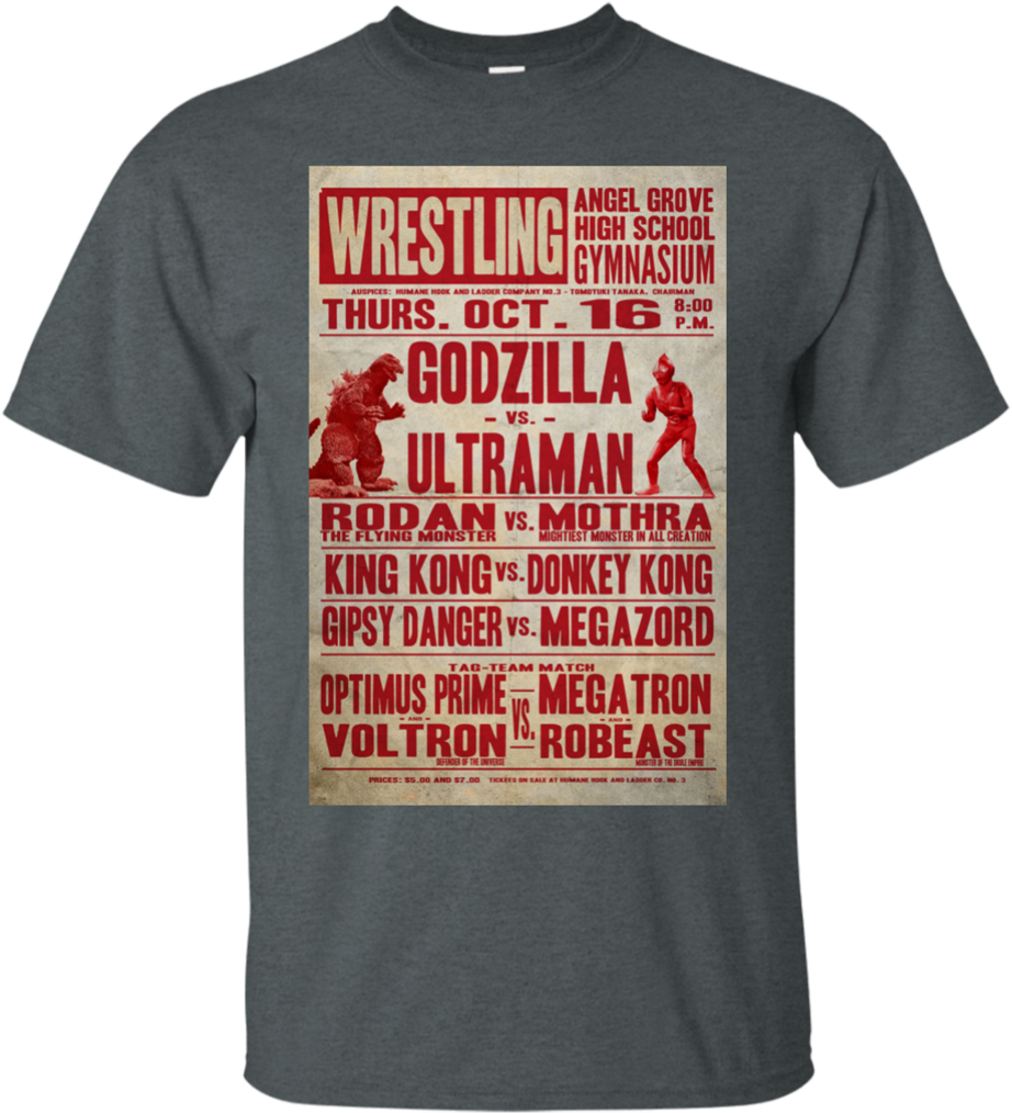 Vintage Fantasy Wrestling Match T Shirt Design PNG Image