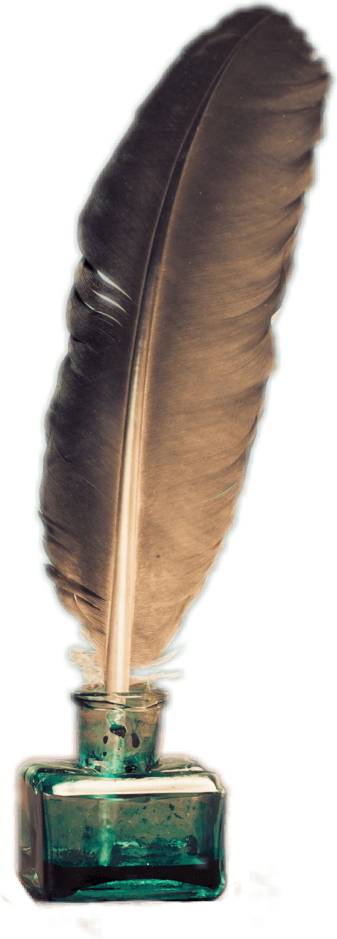 Vintage Feather Pen Inkwell.png PNG Image