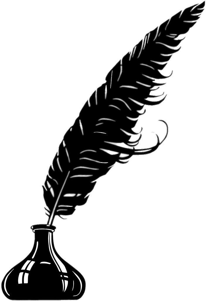 Vintage Feather Penand Inkwell PNG Image