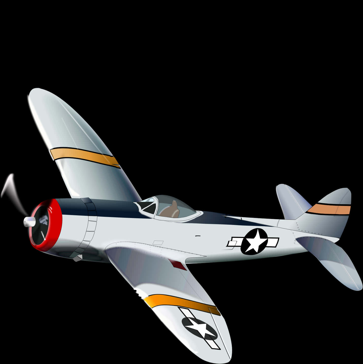 Vintage Fighter Plane Illustration PNG Image