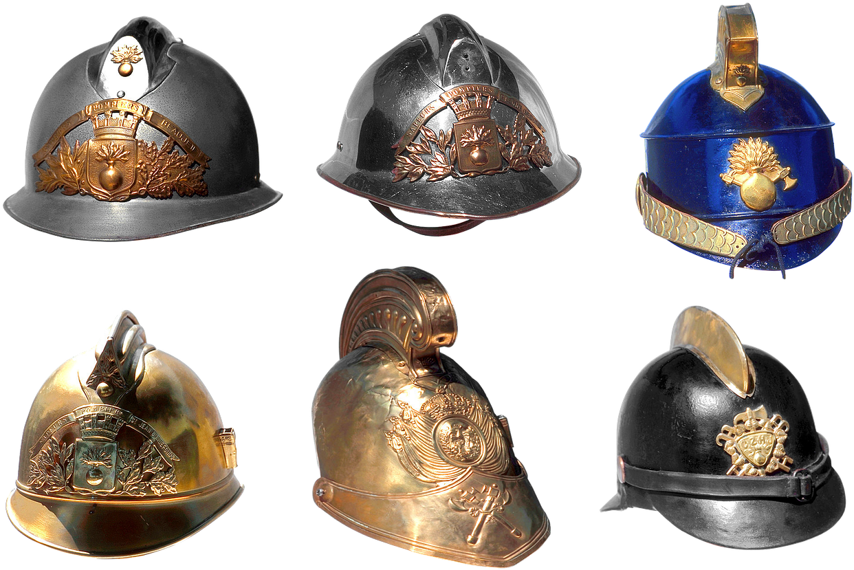 Vintage_ Firefighter_ Helmets_ Collection PNG Image