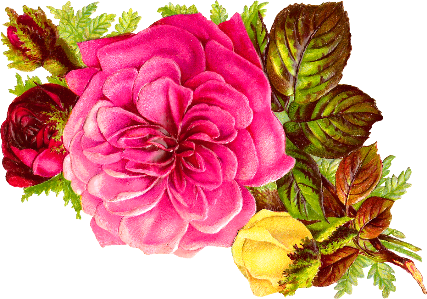 Vintage Floral Arrangement PNG Image