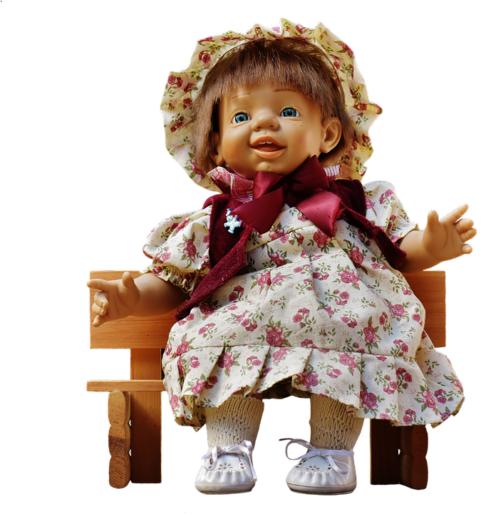 Vintage Floral Dress Doll PNG Image