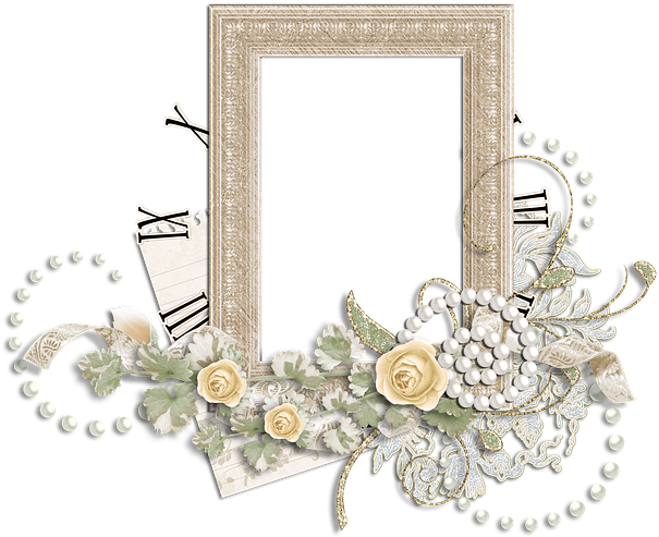 Vintage Floral Frame Decoration PNG Image