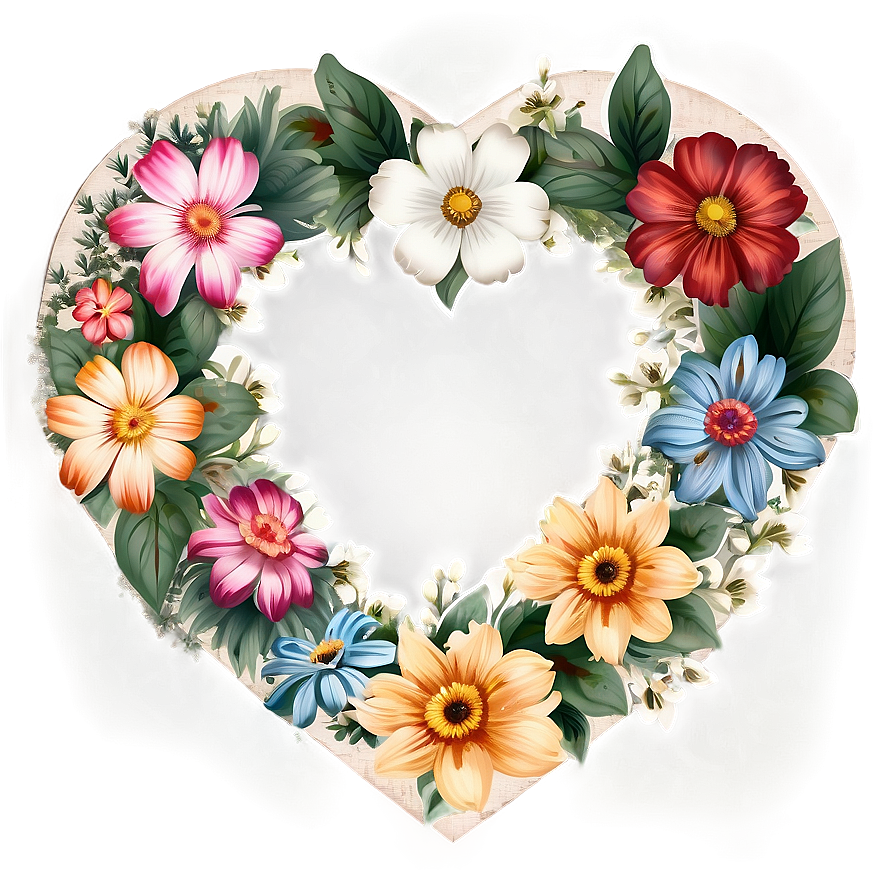 Vintage Floral Heart Png Yjf83 PNG Image