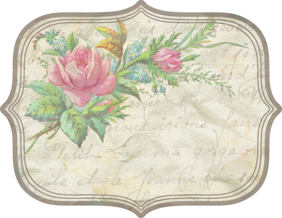 Vintage Floral Label Design PNG Image