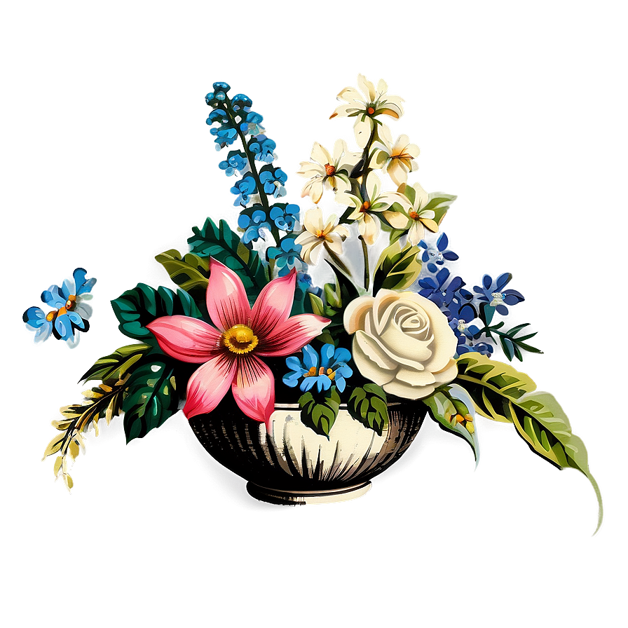 Vintage Flower Arrangement Png Tex94 PNG Image