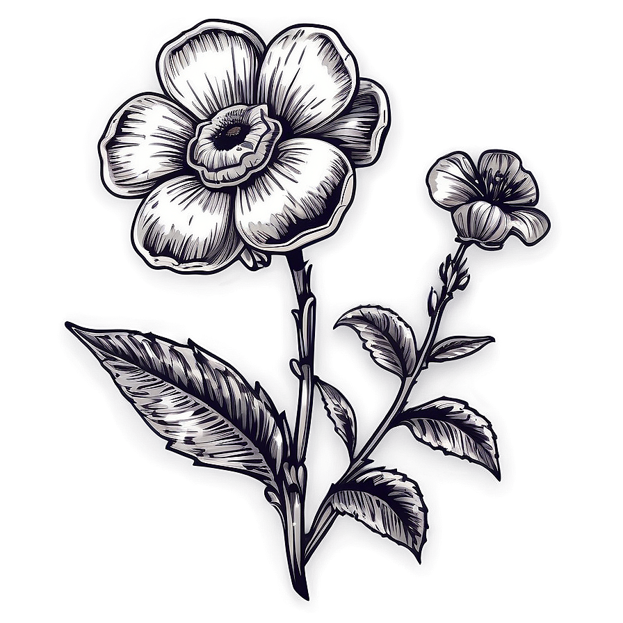 Vintage Flower Outline Png Flb99 PNG Image