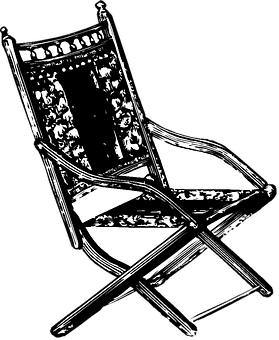 Vintage Folding Chair Graphic PNG Image