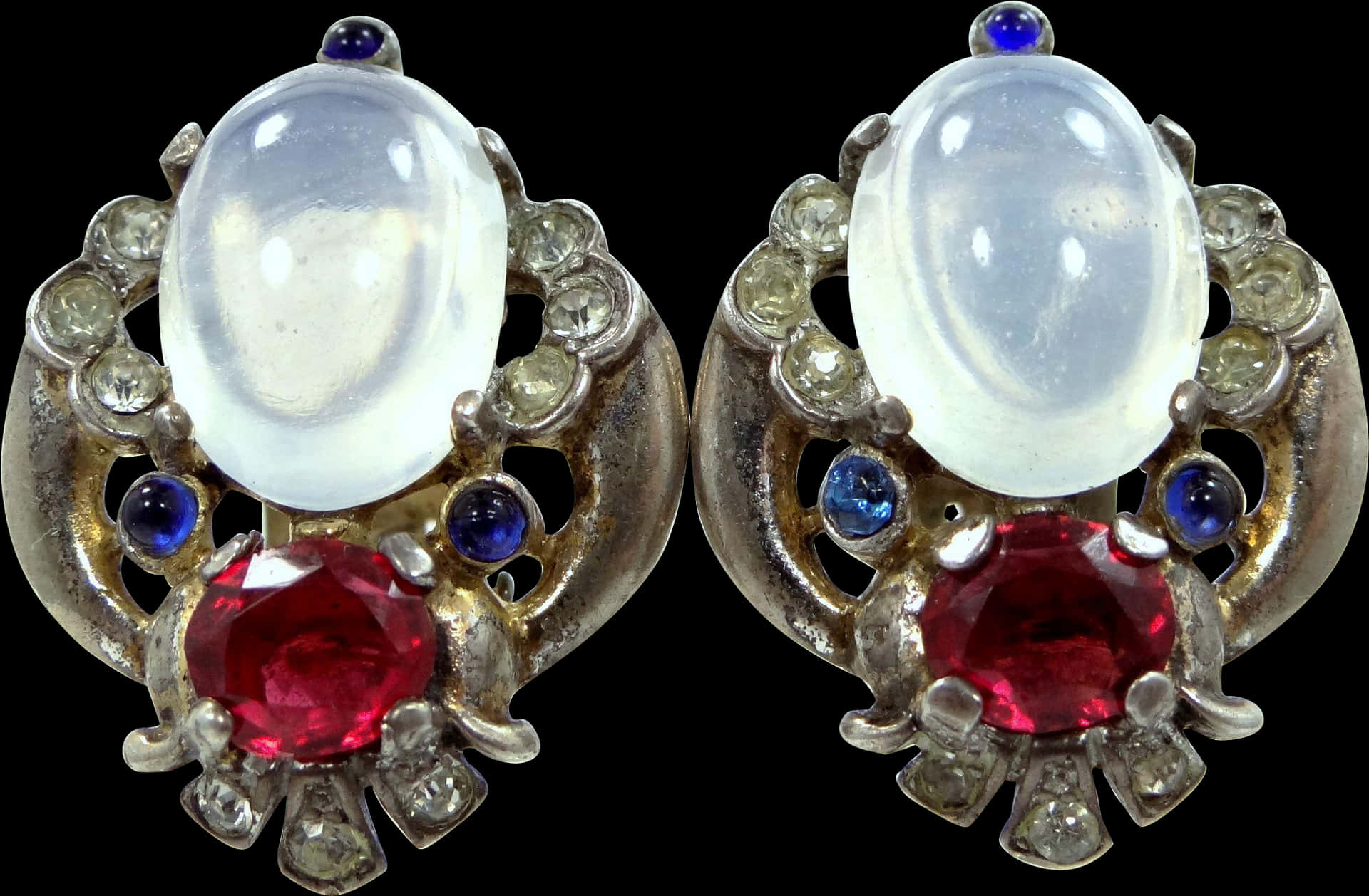 Vintage Gemstone Earrings PNG Image