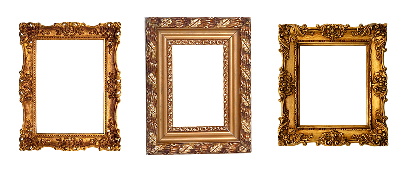 Vintage Golden Picture Frames Collection PNG Image