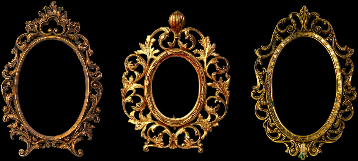 Vintage Golden Round Frames Collection PNG Image