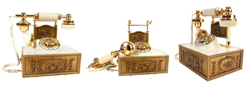 Vintage Golden Telephone Set PNG Image