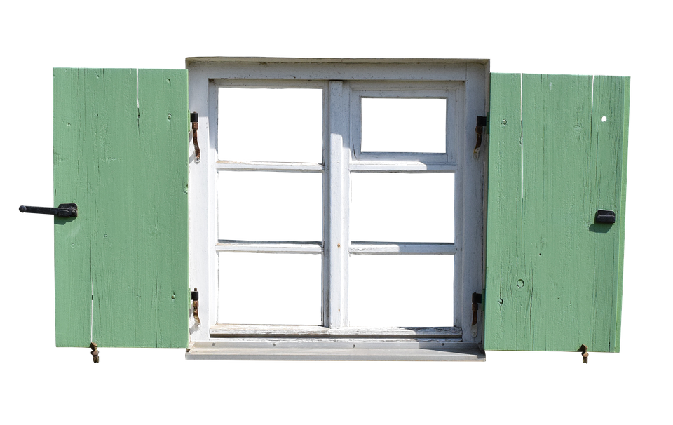 Vintage Green Shutters Window PNG Image