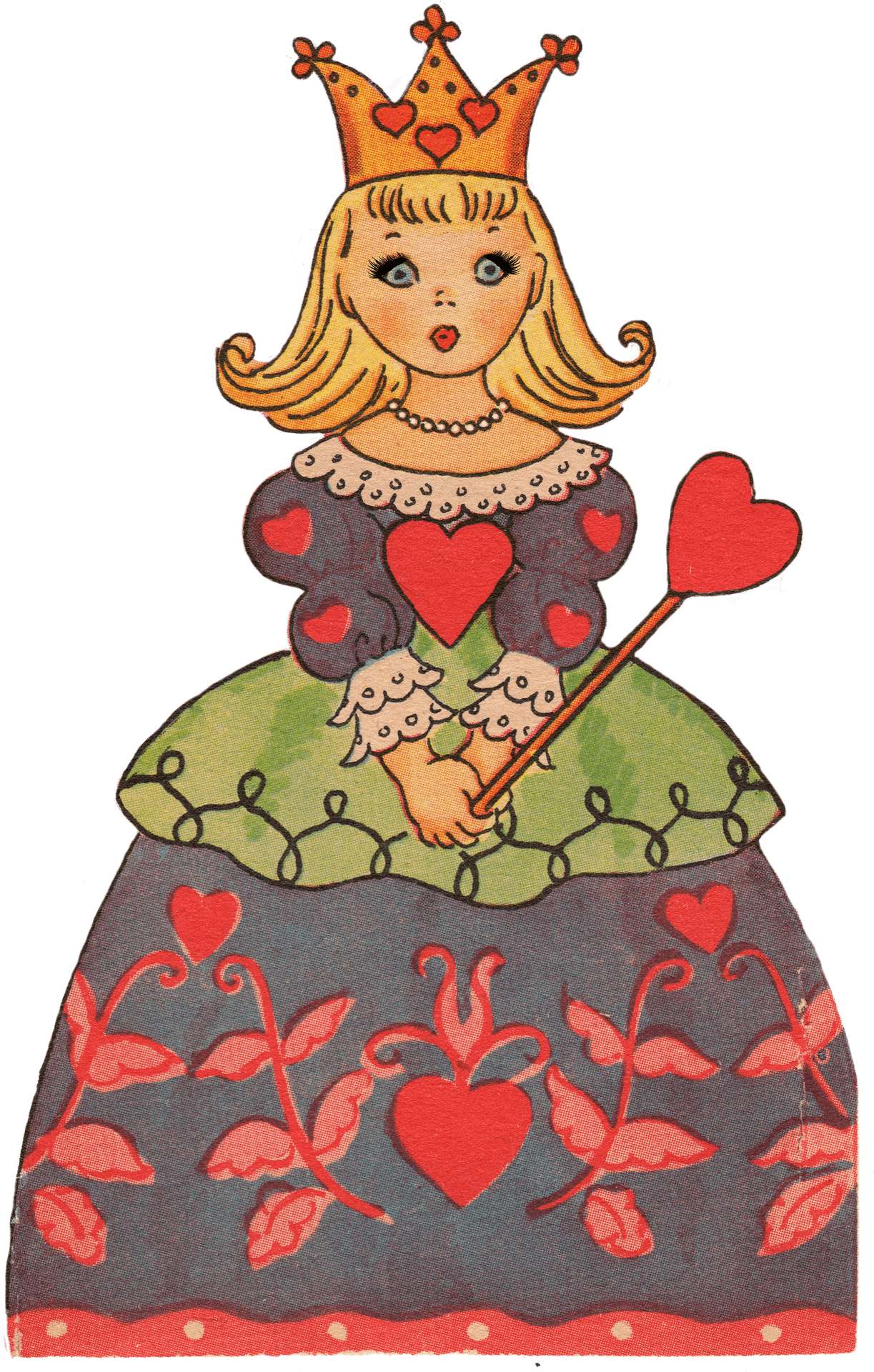 Vintage Heart Queen Illustration PNG Image