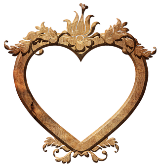 Vintage Heart Wooden Frame PNG Image