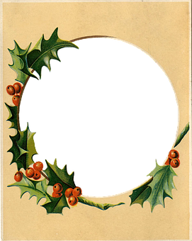 Vintage Holly Frame Graphic PNG Image