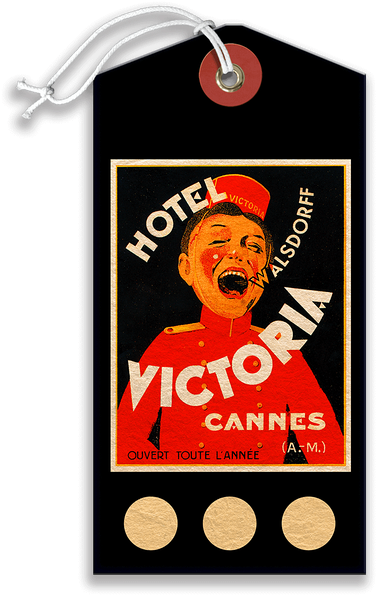 Vintage Hotel Victoria Luggage Tag PNG Image