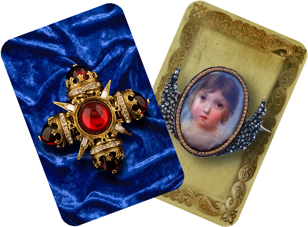 Vintage Jewelry Pieceson Display PNG Image