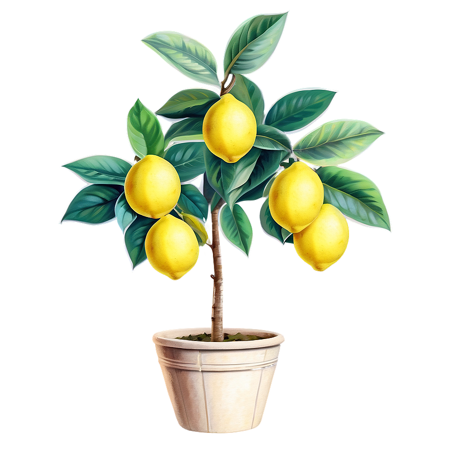 Vintage Lemon Tree Drawing Png Sjn92 PNG Image