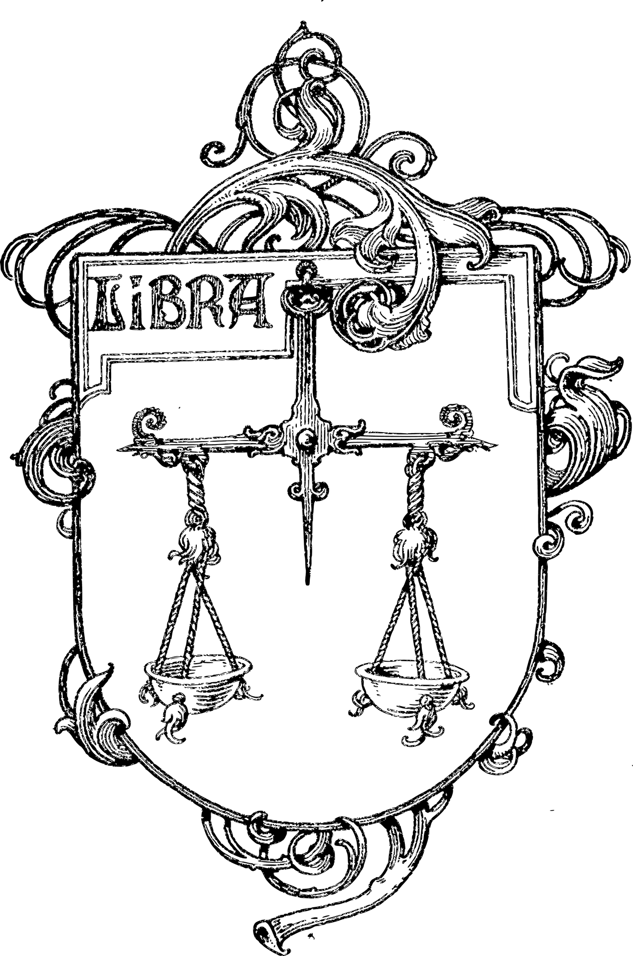 Vintage Libra Symbol Illustration PNG Image