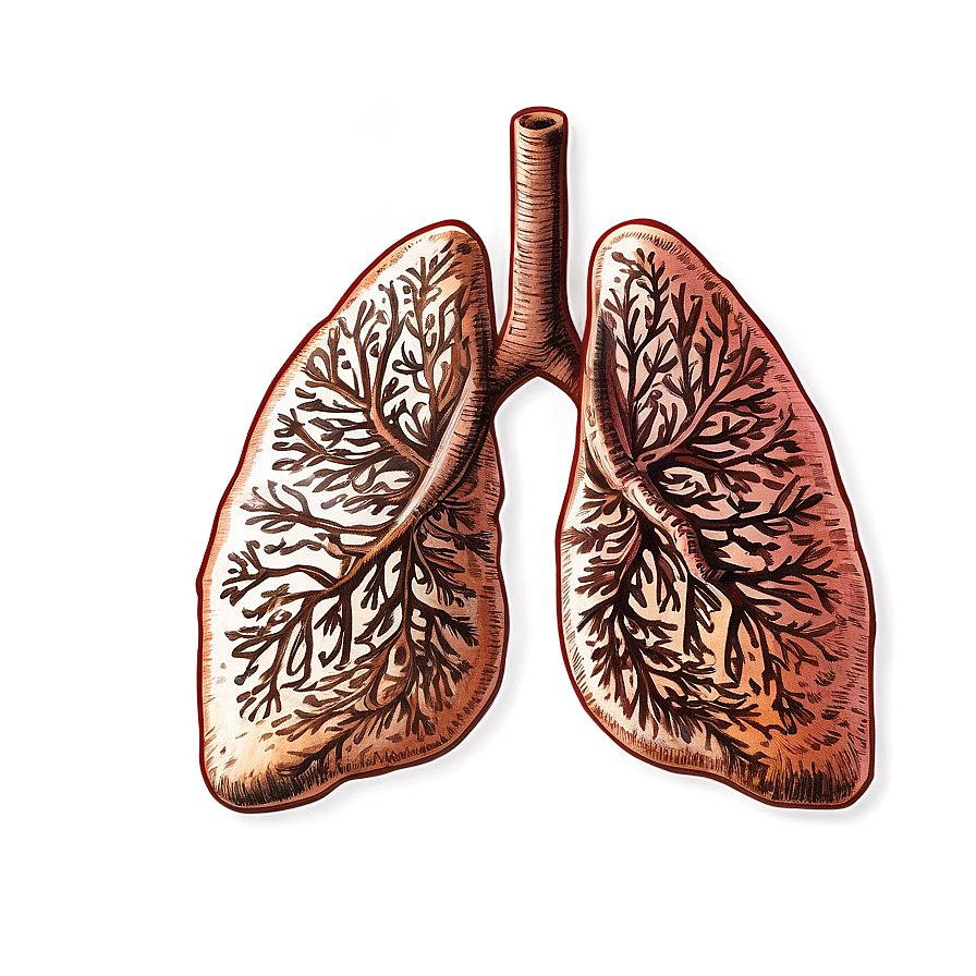 Vintage Lungs Sketch Png 5 PNG Image