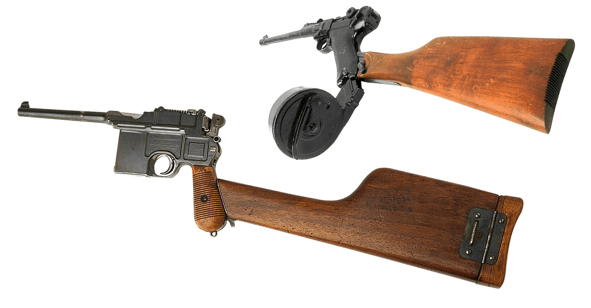 Vintage Mauser C96 Broomhandle Pistol PNG Image