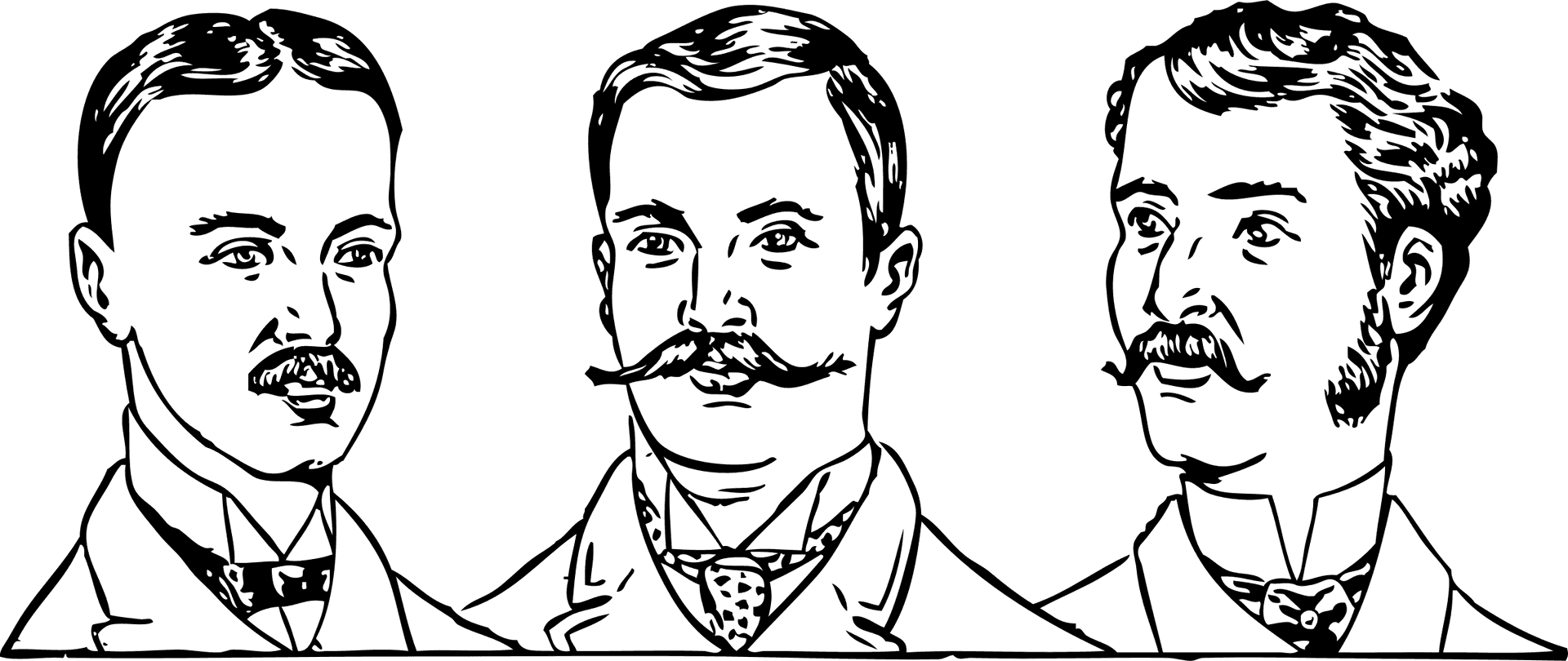 Vintage Mens Hairstylesand Mustaches PNG Image