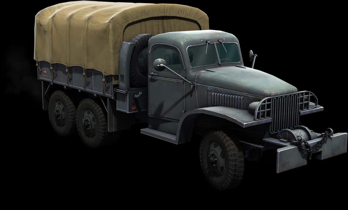 Vintage Military Truck Isolated PNG Image