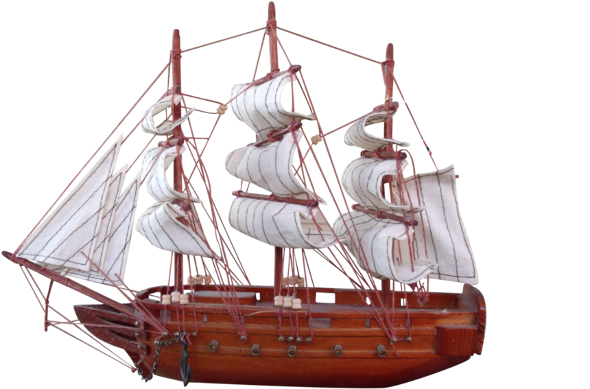 Vintage Model Sailboat Display PNG Image