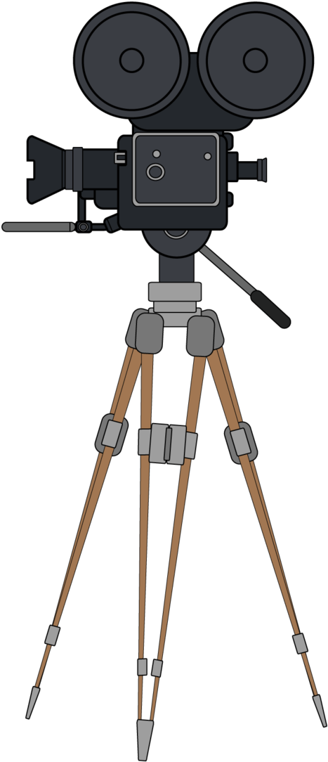 Vintage Movie Cameraon Tripod PNG Image