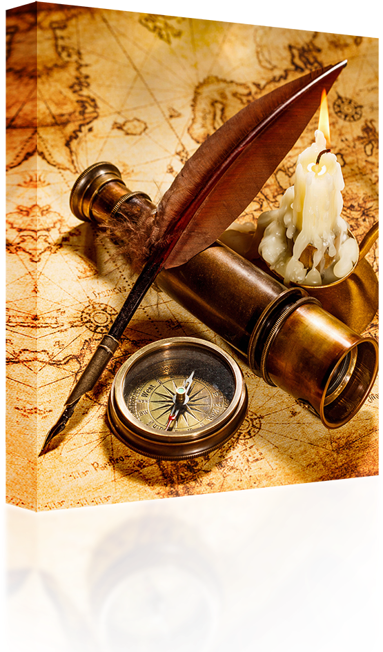 Vintage Navigation Tools Setup PNG Image