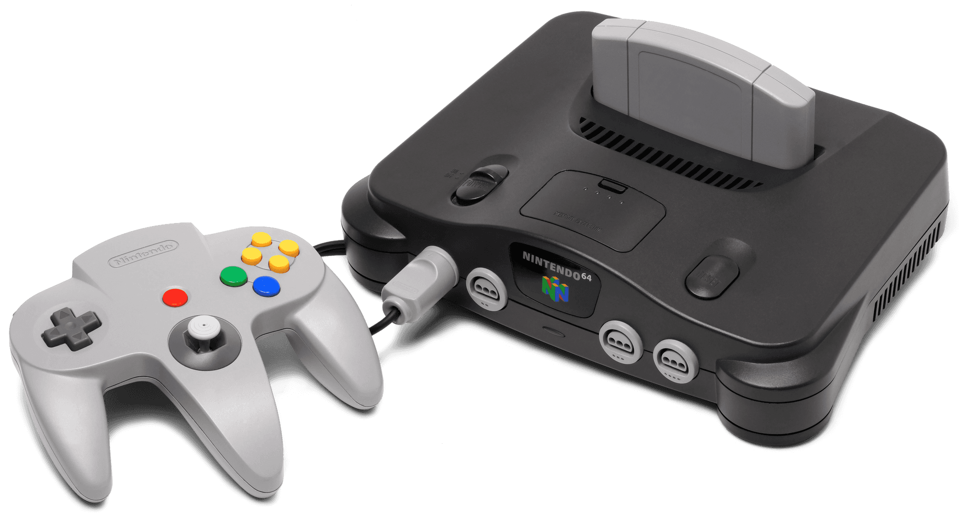 Vintage Nintendo64 Consoleand Controller PNG Image