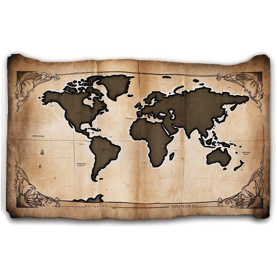 Vintage Old Map Paper Texture Png Bfw PNG Image