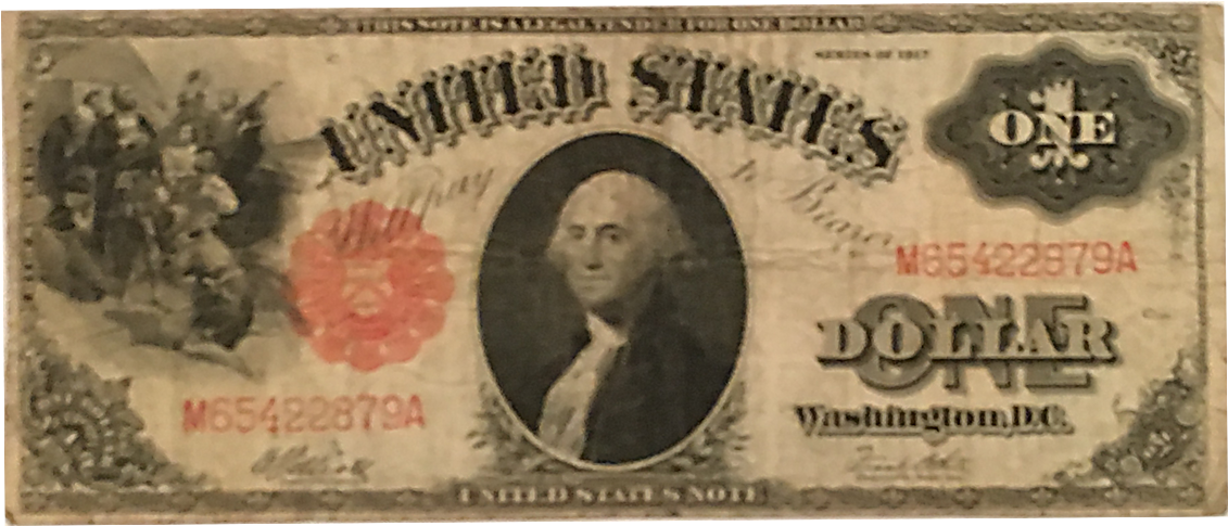 Vintage One Dollar Bill PNG Image