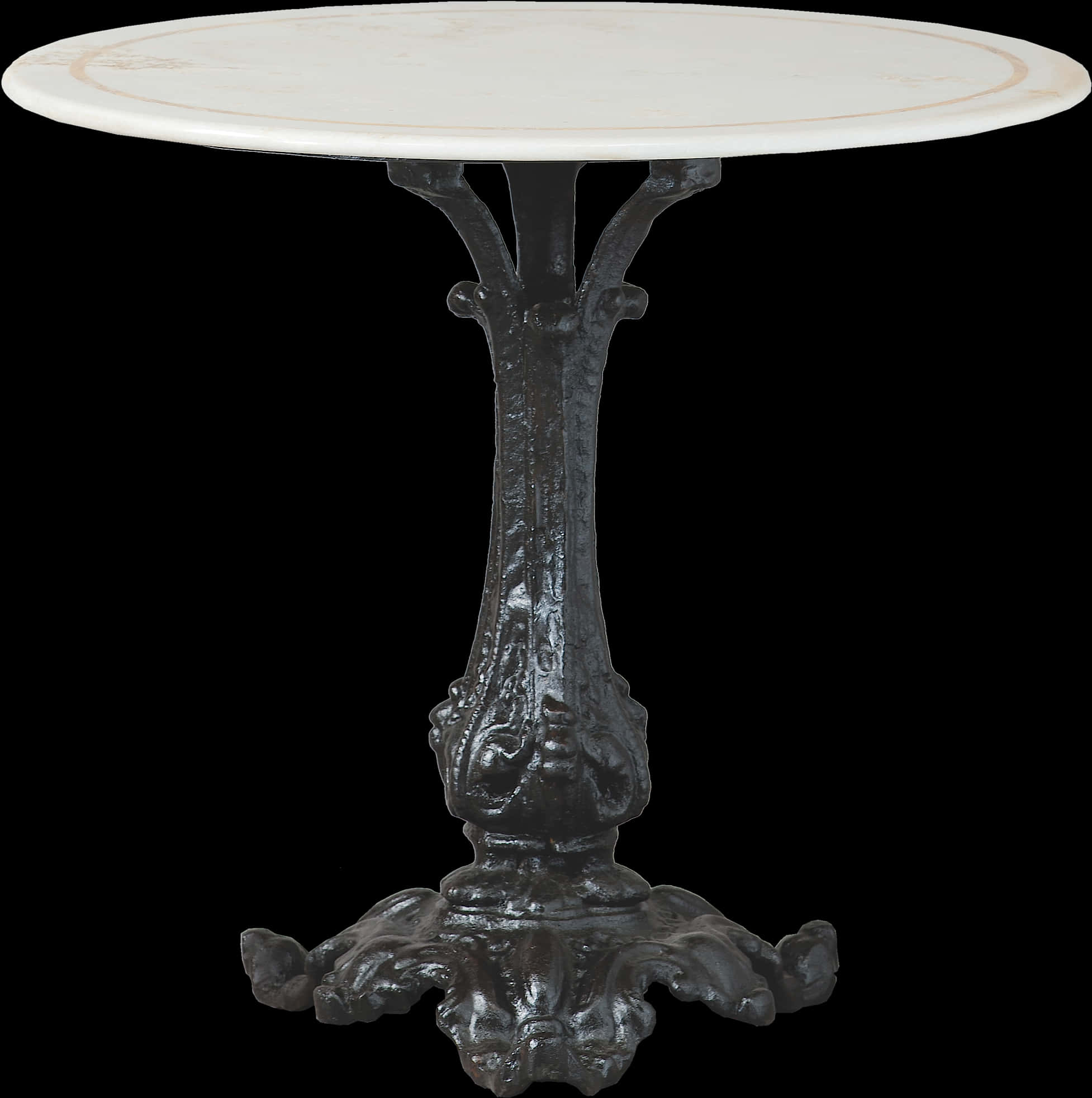 Vintage Ornate Cast Iron Bistro Table PNG Image