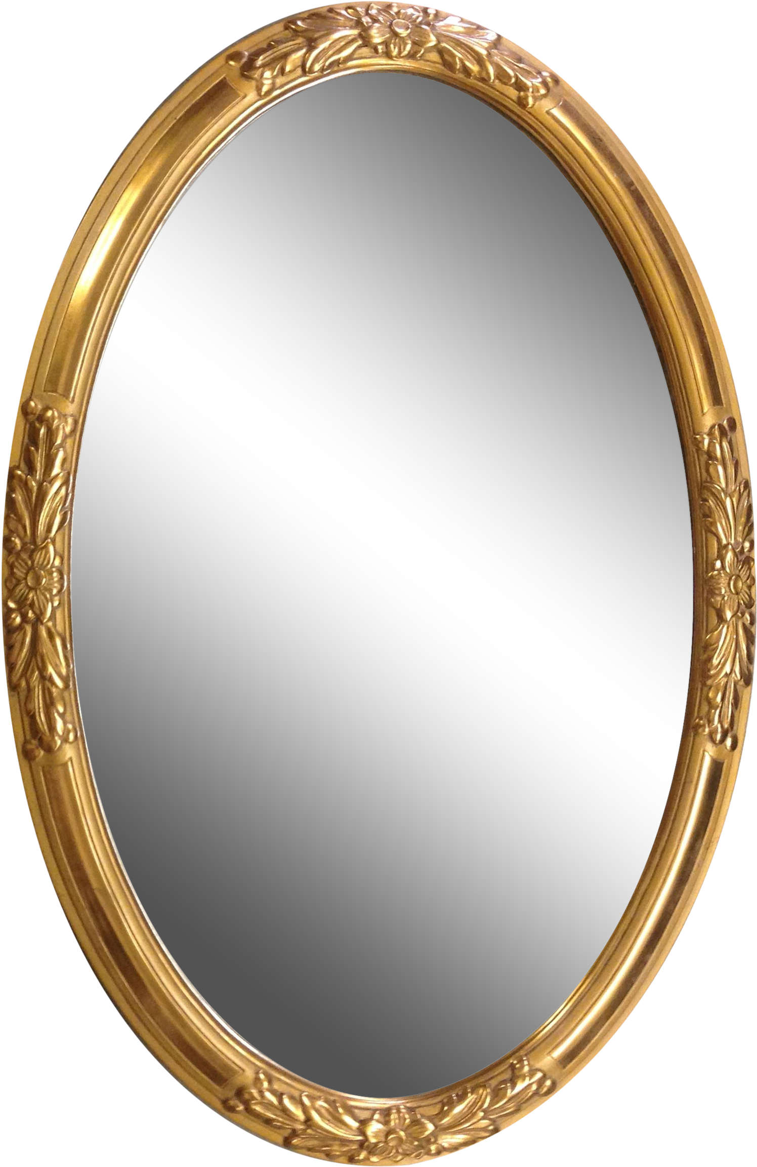 Vintage Oval Gold Frame Mirror PNG Image