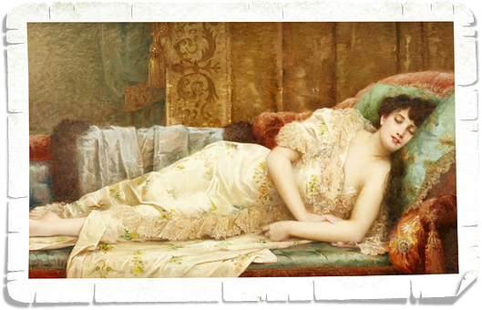 Vintage Painting Reclining Woman PNG Image