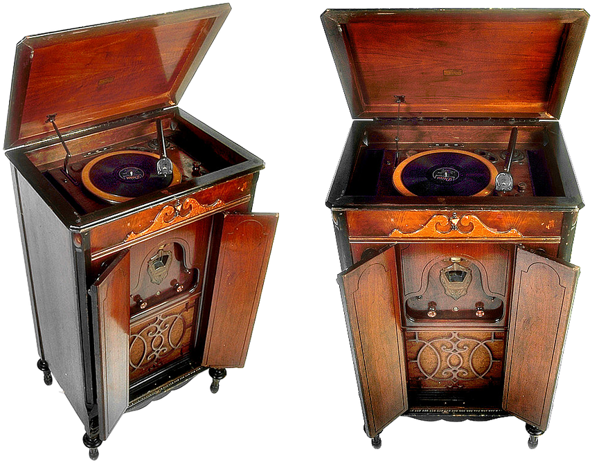 Vintage Phonograph Open Cabinet PNG Image