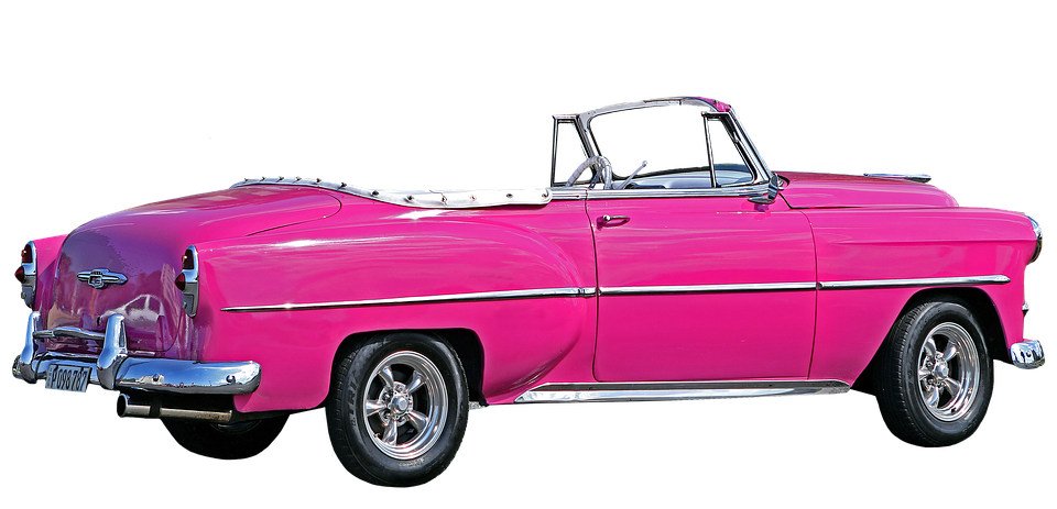 Vintage Pink Chevrolet Convertible Cuba PNG Image