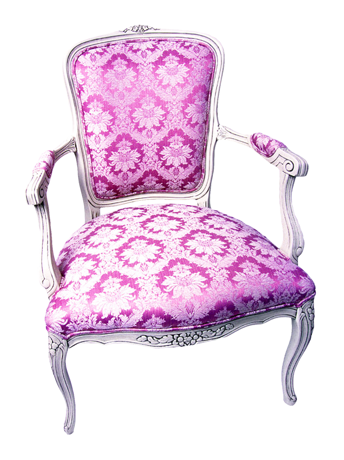 Vintage Pink Floral Armchair PNG Image