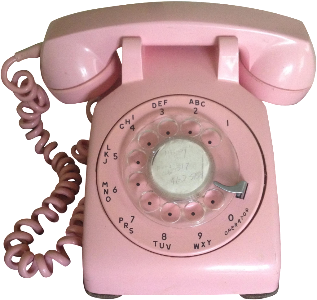 Vintage Pink Rotary Telephone PNG Image