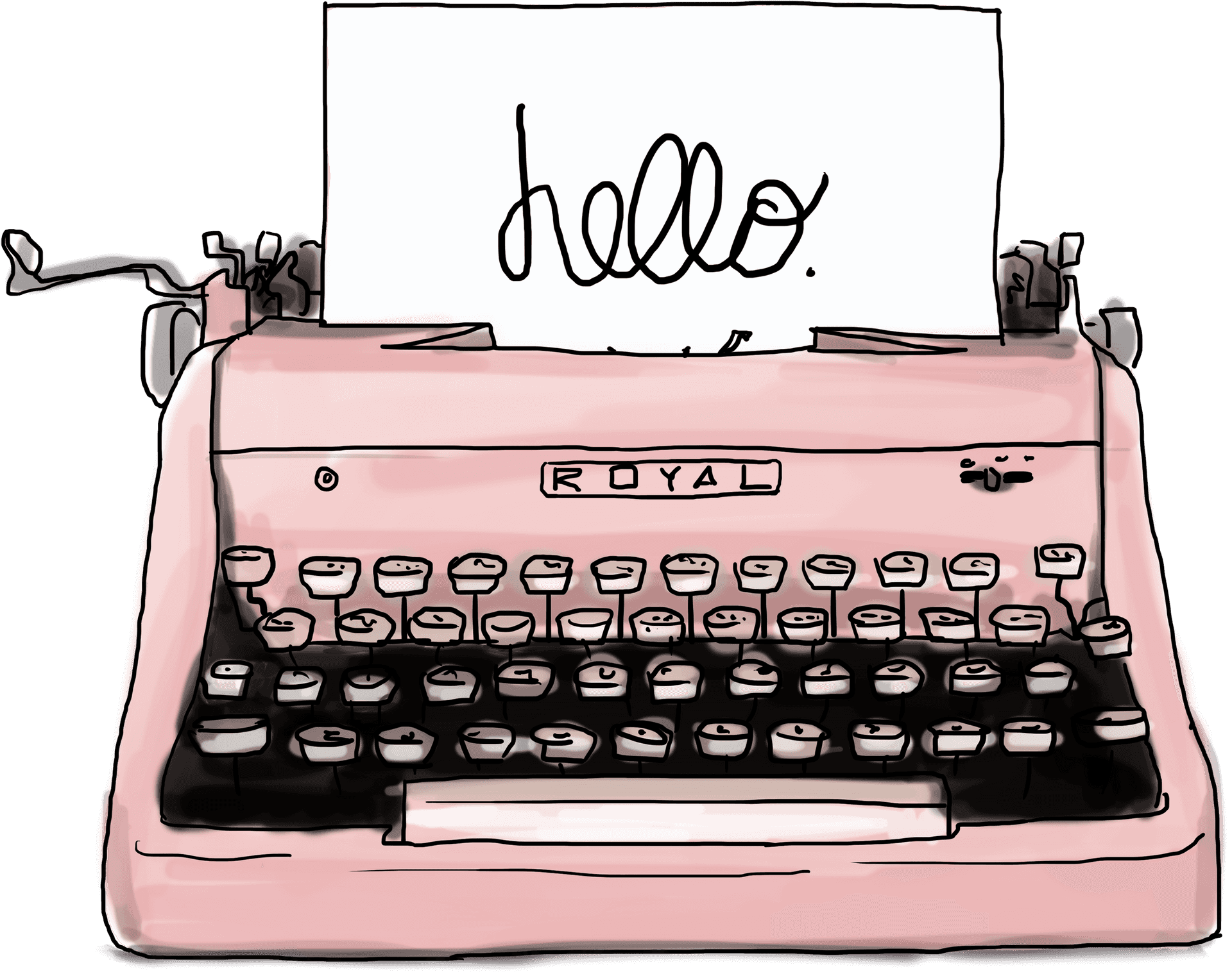 Vintage Pink Typewriter With Hello Message PNG Image