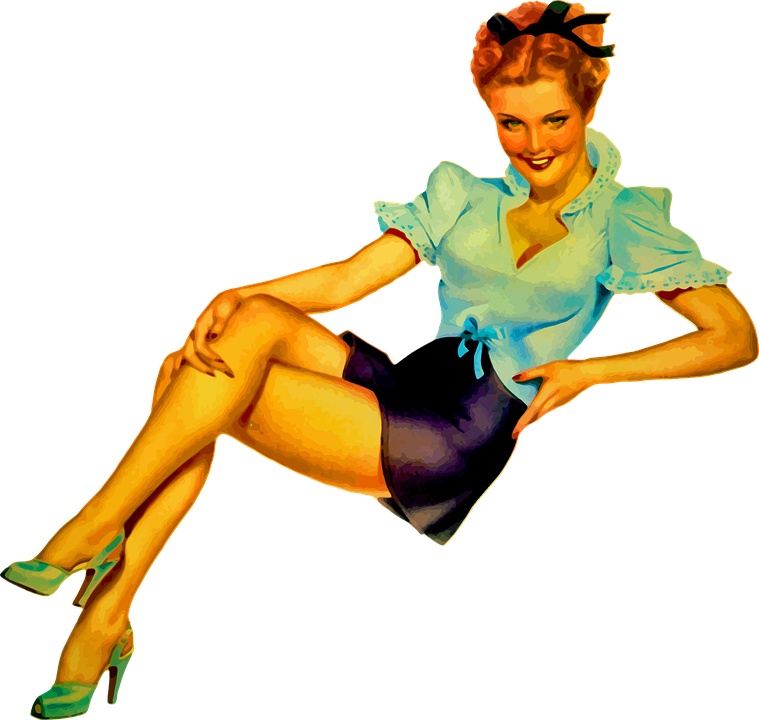 Vintage Pinup Girl Classic Pose PNG Image