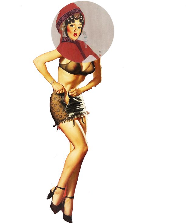 Vintage Pinup Girl Red Scarf PNG Image